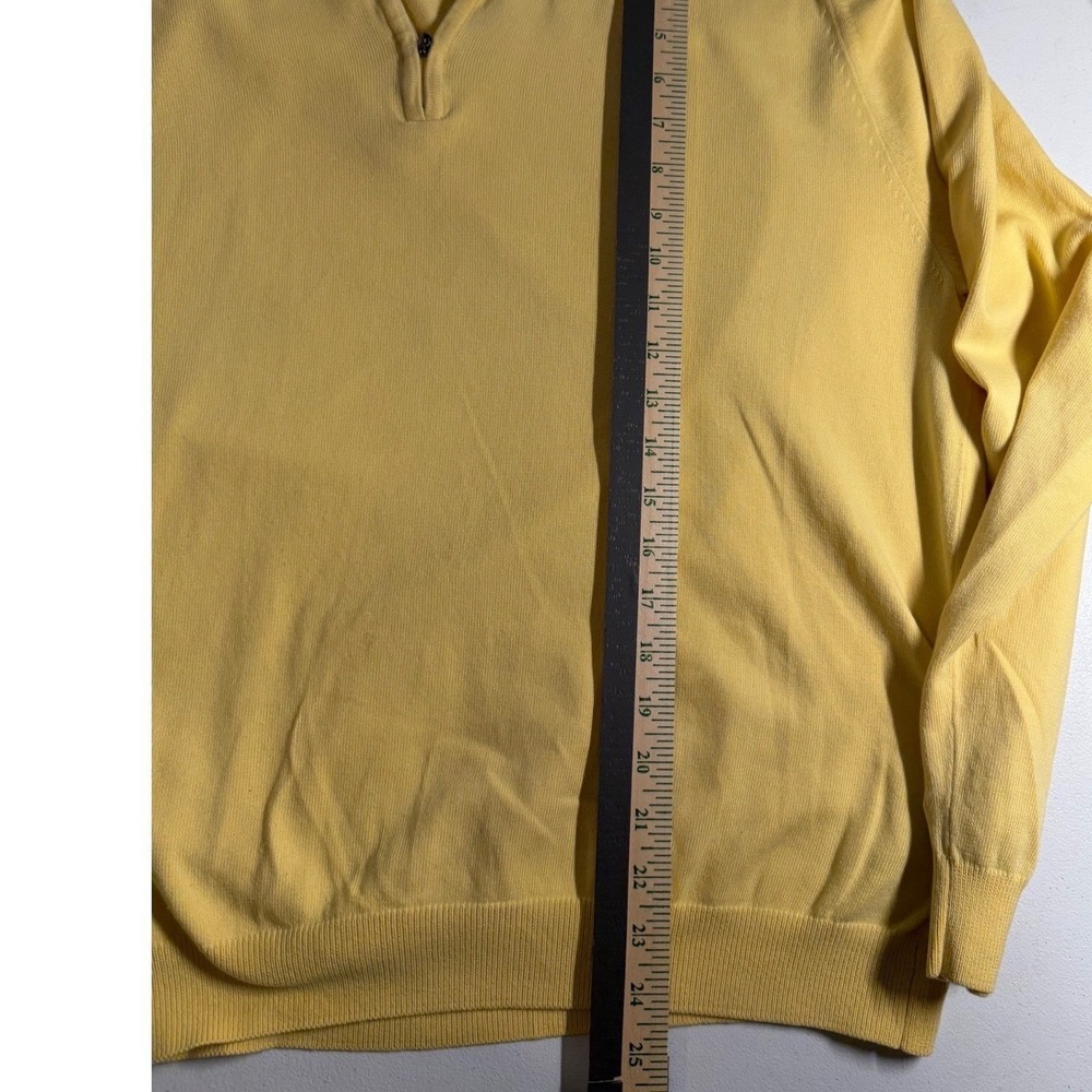 Eddie Bauer Mens Supima Pima Quarter Zip Sweater Yellow L Mock Neck‎ Pullover
